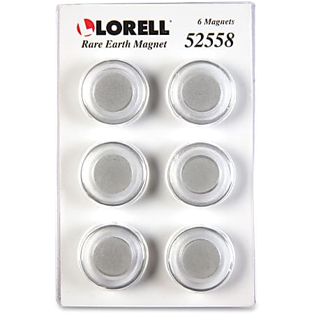 Lorell Round Cap Rare Earth Magnets - 1.2 Diameter - Round - 6 / Pack -  Clear