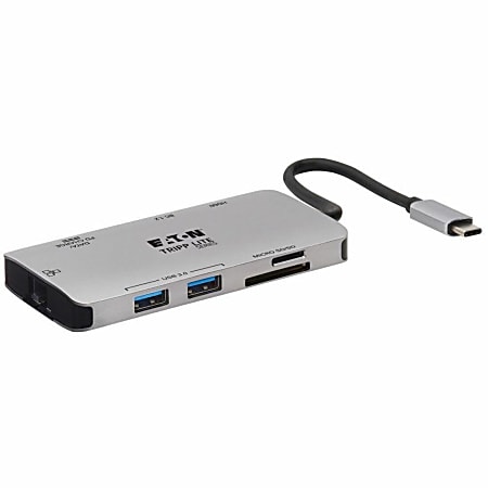 Eaton Tripp Lite Series USB-C Portable Docking Station - HDMI 4K @ 30 Hz, USB-A/C, GbE, SD/Micro SD, PD Charging 3.0, Gray - U442DOCK5GY