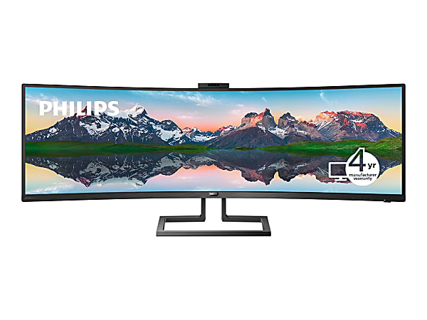 Philips Brilliance 499P9H 48.8" Dual Quad HD (DQHD) Curved Screen WLED LCD Monitor - 32:9 - Textured Black - 499P9H