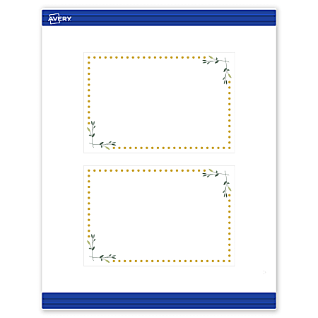 Avery® Printable Postcards With Sure Feed® Technology, 4" x 6", Matte White With Gold Dots/Green Floral Design, Pack Of 20