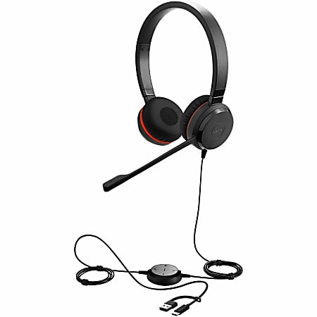 Jabra Evolve 30 II Stereo Wired Heaphones, Over-The-Head, On-Ear, Binaural, Supra-Aural, 6.89 ft Cable, Black