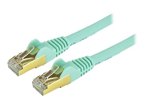 StarTech.com 1ft Aqua Cat6a Shielded Patch Cable - Aqua