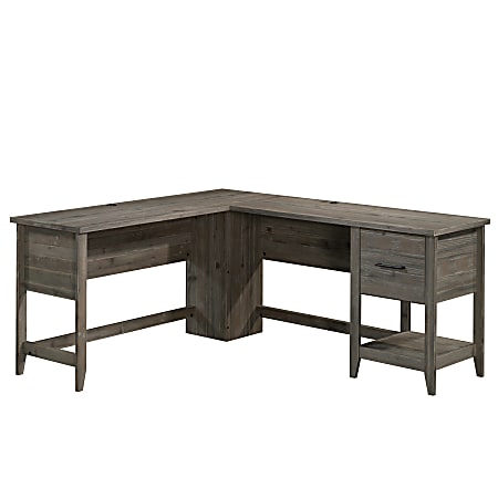 Sauder Summit Station 59"W L-Shaped Desk, Pebble Pine