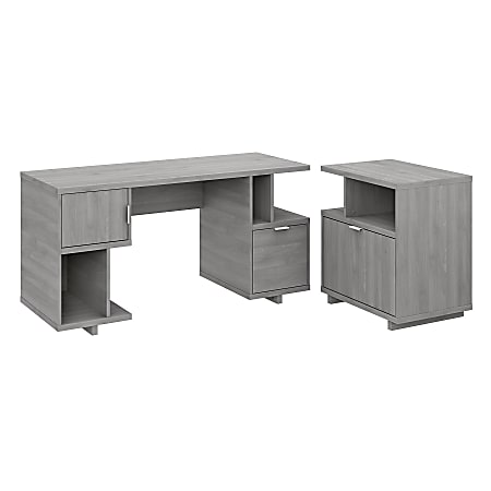 kathy ireland® Home by Bush Furniture Madison Avenue 60"W Computer Desk With Lateral File Cabinet, Modern Gray, Standard Delivery