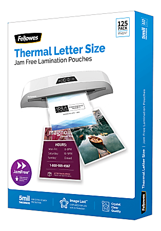Fellowes® ImageLast Premium UV Thermal Laminating Pouches, Letter Size, 5 Mil, 9" x 11-1/2", Clear, Pack of 125 Pouches