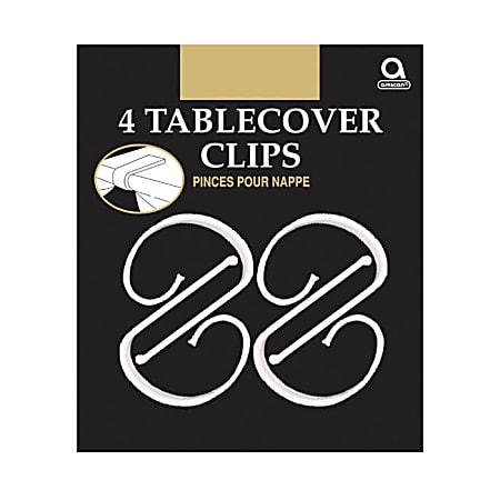Amscan Plastic Table Cover Clips, 2-1/2" x 1-1/4", Clear, 4 Clips Per Pack, Set Of 12 Packs