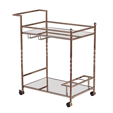 SEI Furniture Ivers 2 Shelf Mirrored Bar Cart With Bottle Holders