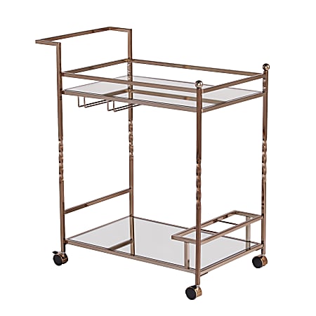 SEI Furniture Ivers 2-Shelf Mirrored Bar Cart, With