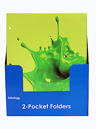 Inkology 2-Pocket Portfolios, Nickelodeon Slime, 9-1/2" x 11-3/4", Assorted Designs, Pack Of 24 Folders