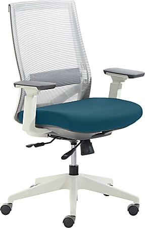 True Commercial Pescara Ergonomic Mesh/Fabric Mid-Back Executive Chair, Teal/Off-White