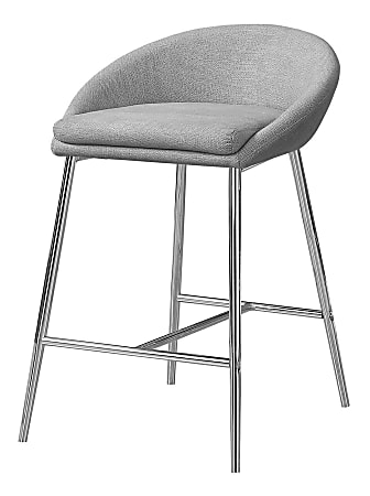 Monarch Specialties Counter-Height Bar Stools, Gray/Chrome, Pack