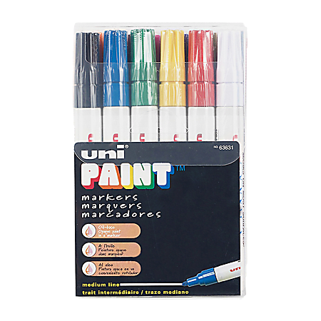 Uni Paint Markers Medium Point Blue Pack Of 12 - Office Depot