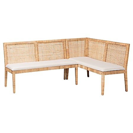 bali & pari Kalimantan Rattan 2-Piece Banquette Set, Light Honey/White
