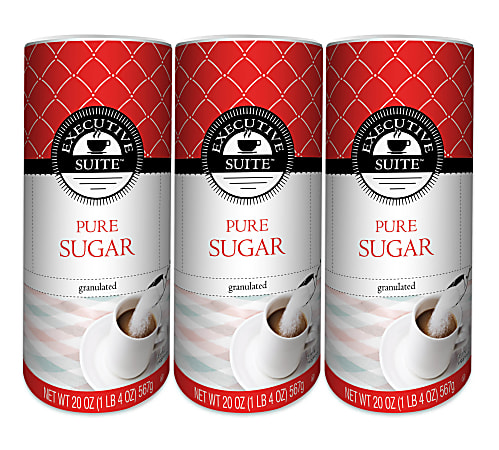 Executive Suite Pure Sugar, 20 Oz, Pack Of 3 Canisters