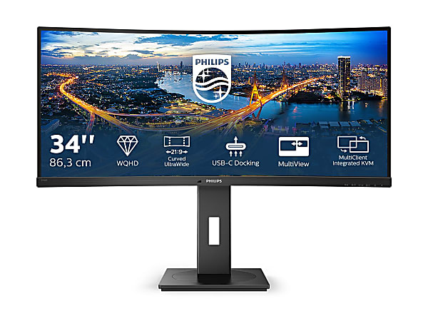 Philips Ultrawide 346B1C 34" WQHD Curved Screen WLED LCD Monitor - 21:9 - Textured Black - 34" Class - 346B1C
