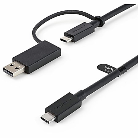 StarTech.com 3ft/1m USB-C Cable with USB-A Adapter Dongle, USB-C to C (10Gbps/PD), USB-A to C (5Gbps), 2-in-1 USB C Cable for Hybrid Dock