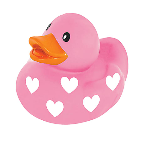 Amscan Valentine’s Day Ducks, Hearts, Rubber, 1-3/4” x 1-3/4”, Pink/Red, Pack Of 12 Ducks