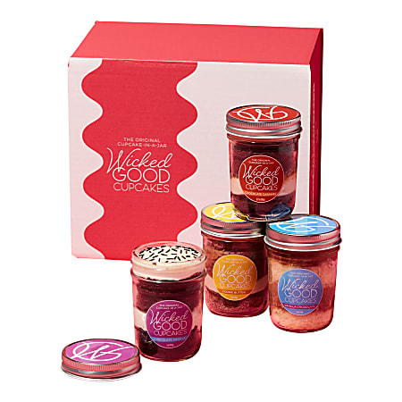Hickory Farms Wicked Good Indulgent Cupcake Jars, Multicolor, Pack Of 4 Jars