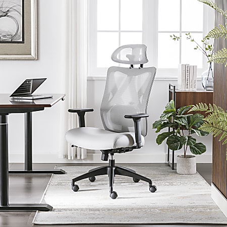 Serta® SitTrue™ Ridgefield Ergonomic Mesh/Vegan Leather High-Back Task Chair, 51% Recycled, White/Black