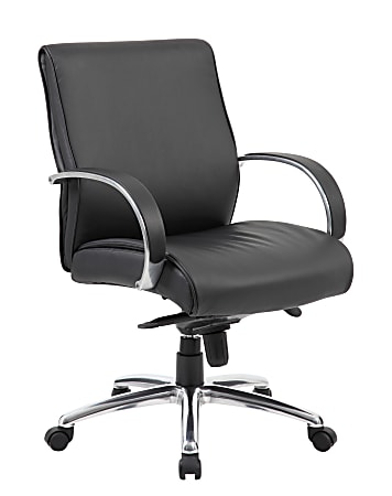 Boss Contemporary CaressoftPlus™ Mid-Back Chair, With Knee Tilt, Black/Aluminum