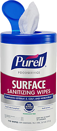 Purell Foodservice Surface Sanitizing Wipes, 110 Wipes