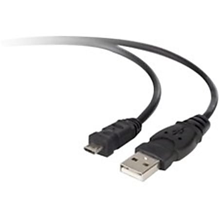Belkin USB-A/Micro-B PRO Cable A/B; 6 Black - 3 ft USB Data Transfer Cable - First End: 1 x Type A Male USB - Second End: 1 x Micro Type B Male USB - Shielding - Gold Plated Connector - Gold Plated Contact - Black