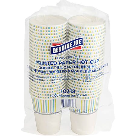 Genuine Joe Hot Cup - 50 / Pack - Assorted - Paper - Hot Chocolate, Cappuccino, Tea, Coffee, Beverage