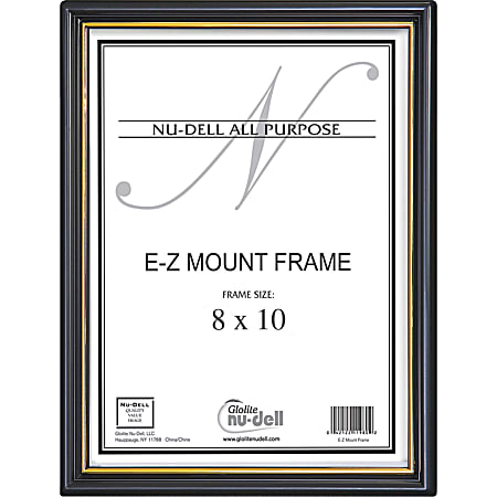 Nu-Dell EZ Mount Plastic Wall Frame - Holds 8" x 10" Insert - Wall Mountable - 1 Each - Plastic - Black, Black