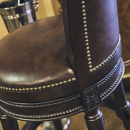 New Ridge Home Goods Chapman Swivel Bar Stool Distressed WalnutDark Brown Office Depot