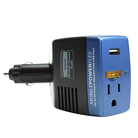 ReVIVE PowerFlex DC Car Charger With USB Port and AC Adapter, Blue