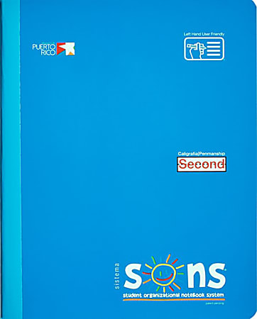 SONS System Second Notebooks, 9-3/4" x 7-1/2", 1 Subject, Primary Rule, 200 Sheets, Blue