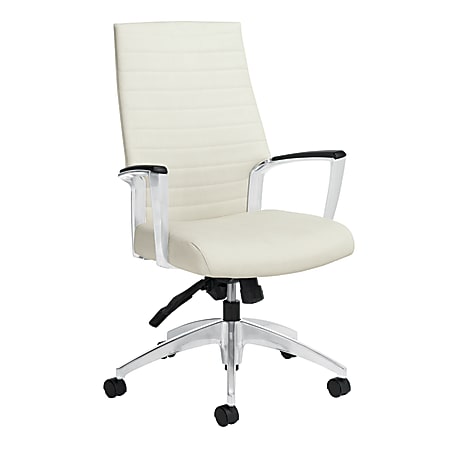 Global® Accord Vinyl High-Back Tilter Chair, 44"H x 25"W x 25"D, White Sand/Silver