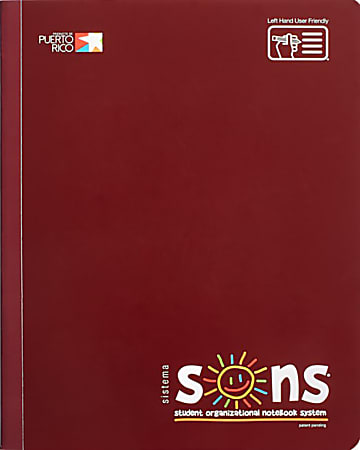 SONS System Journal-Style Notebooks, 9-3/4" x 7-1/2", 1 Subject, Primary Rule, 200 Sheets, Burgundy