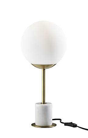 Adesso Terra Table Lamp, 19"H, Matte White/Antique Brass/White