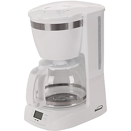 Brentwood TS 219W 10 Cup Digital Coffee Maker White Programmable 800 W 10  Cups Multi serve Timer White - Office Depot