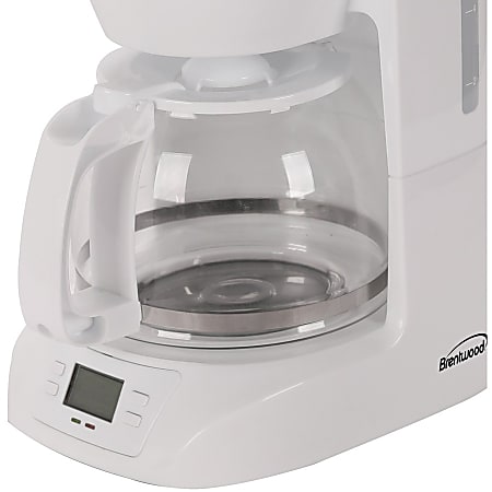 Brentwood TS 219W 10 Cup Digital Coffee Maker White Programmable
