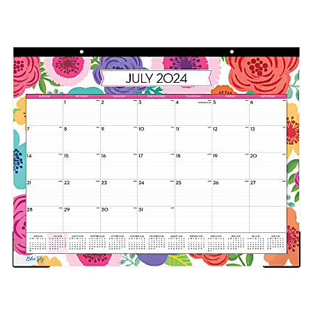 2024-2025 Blue Sky Planning Monthly Desk Pad Calendar, 22” x 17”, Mahalo, July 2024 To June 2025, 100157-A25