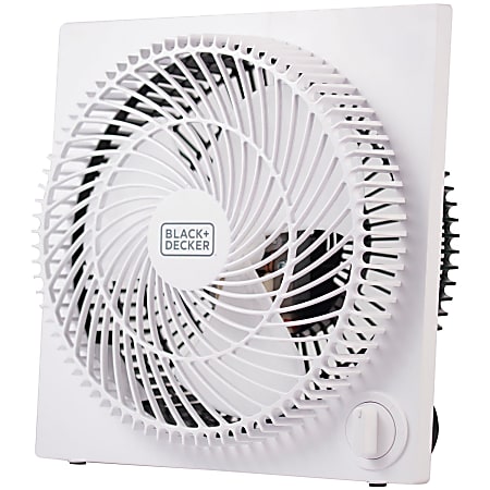 Black+Decker 9 In. Frameless Tabletop Box Fan - 228.6 mm Diameter - 3 Speed - Self-standing - 10.9" Height x 10.9" Width x 4.3" Depth - White