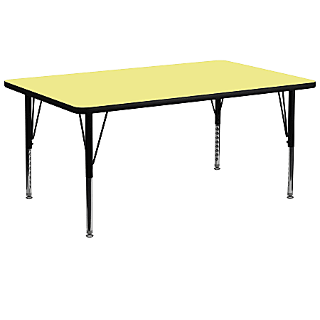 Flash Furniture 30"W Rectangular Height-Adjustable Activity Table With Short Legs, Yellow