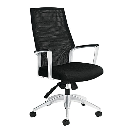 Global® Accord High-Back Tilter Chair, 44"H x 25"W x 25"D, Black Coal/Silver