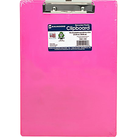Saunders Neon Plastic Clipboards 0.50 Clip Capacity Low profile Plastic  Neon Pink 1 Each - Office Depot