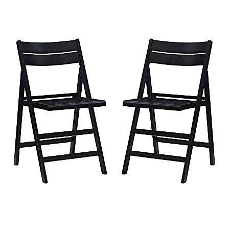 Linon Kallun Folding Chairs, Black, Set Of 2 Chairs