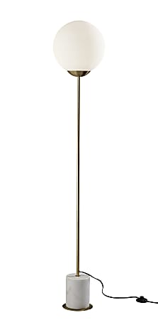 Adesso Terra Floor Lamp, 65"H, Matte White/Antique Brass