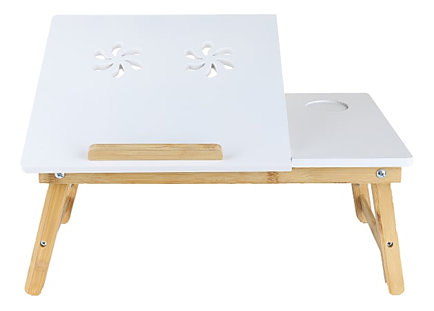Mind Reader Laptop Coolpad Flip-Top Tray, 8"H x 21-1/4"W x 13-1/2"L, White
