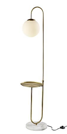 Adesso Terra Shelf Floor Lamp, 61-1/4"H, Matte White/Antique Brass
