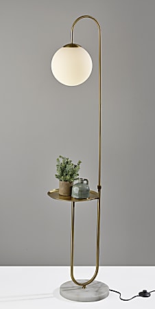Adesso Terra Shelf Floor Lamp 61 14 H Matte WhiteAntique Brass Office Depot