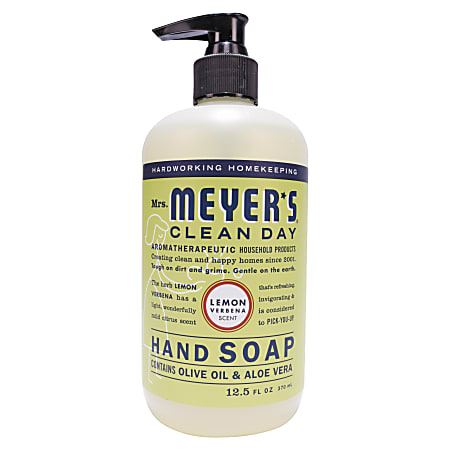 Mrs. Meyer's Clean Day Liquid Hand Soap, Lemon Scent, 12.5 Oz, Carton Of 6 Bottles