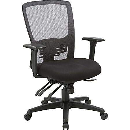 Sitmatic GoodFit Mesh Multifunction Small-Scale High-Back Chair with Adjustable Arms, Black Polyurethane/Black