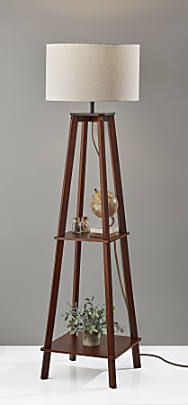 Adesso Kirby Shelf Floor Lamp 59 34 H CreamWalnut Office Depot