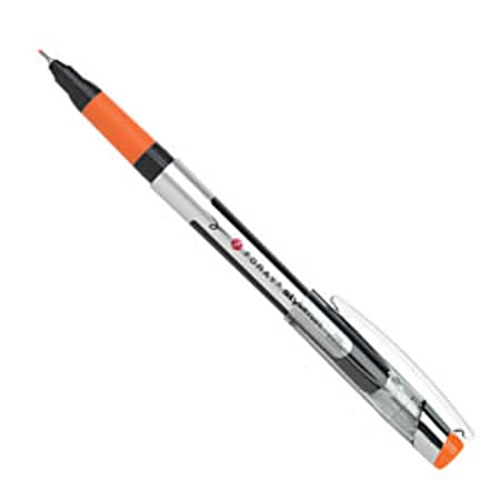 FORAY® Porous Point Pen, Fine Point, 0.5 mm, Silver Barrel, Orange Ink